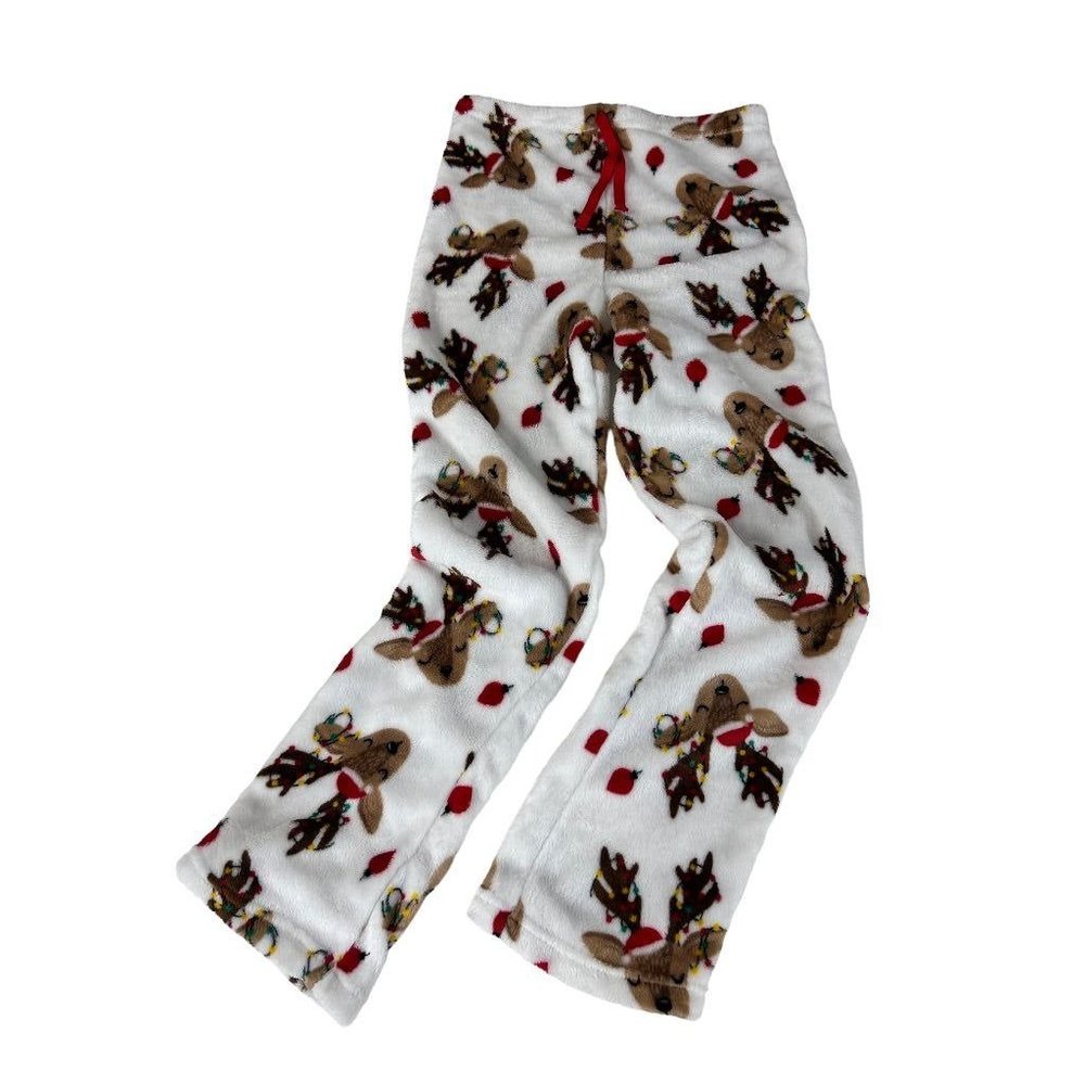 Large Unbranded Junior Women's Plush Reindeer Lounge Sleep Pants Fleece Christma